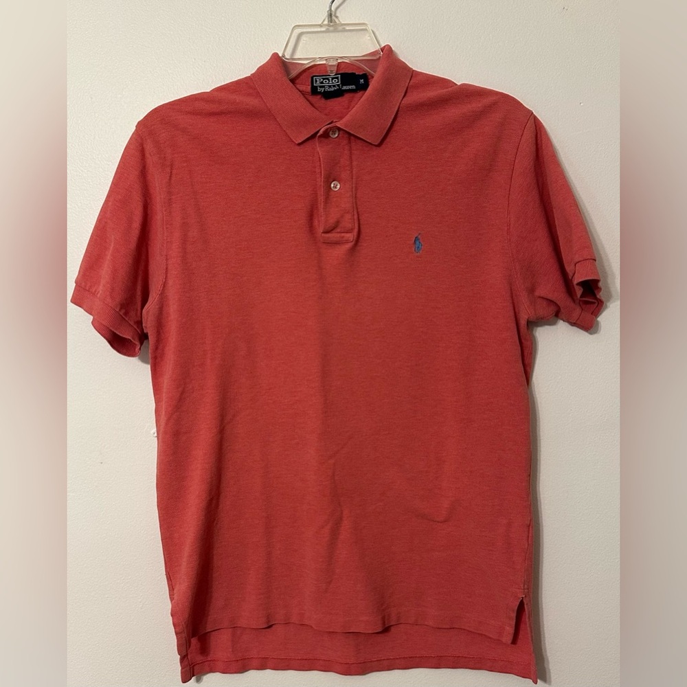 Vintage 90s Y2K classic salmon men’s polo by ralph Lauren polo sz M 100% cotton